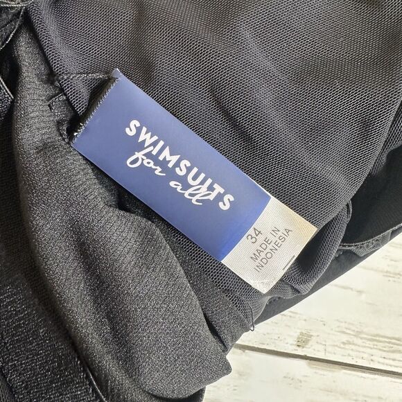 Swimsuits For All Sarong Front One Piece Swimsuit Black Plus Size 34 - Picture 11 of 16